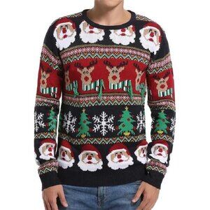 Mens Christmas Ugly Sweater Reindeer Snowman Santa Knit Holiday Winter Pullover